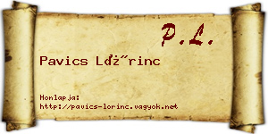 Pavics Lőrinc névjegykártya